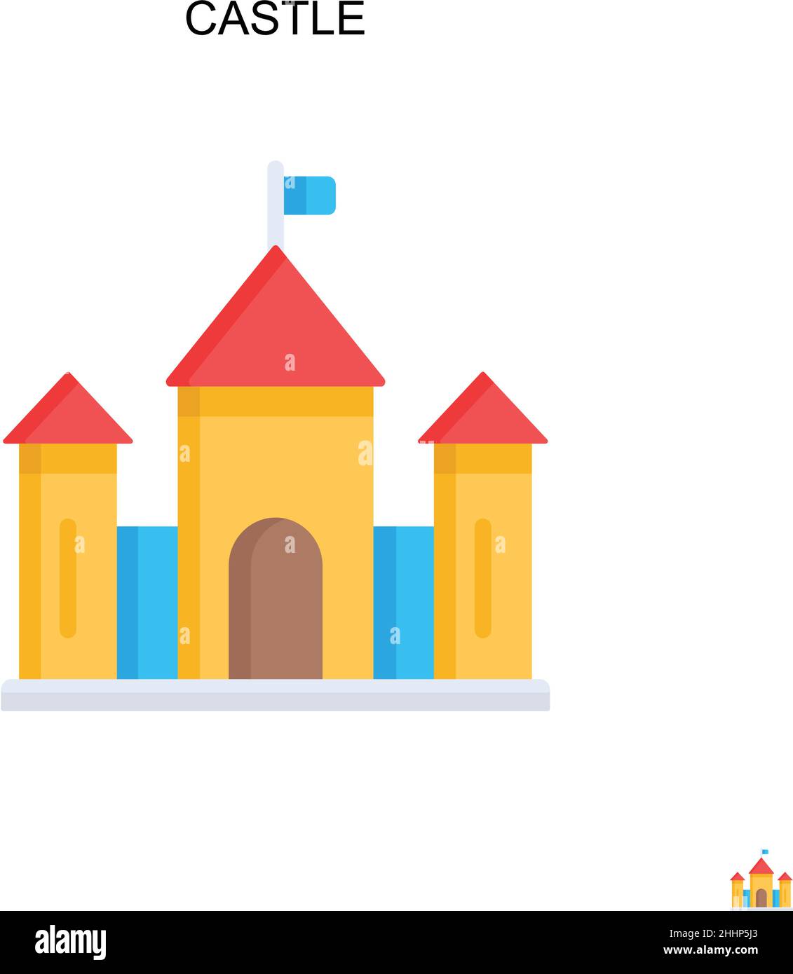 Burg einfache Vektor-Symbol.perfekte Farbe modernes Piktogramm auf bearbeitbare Kontur. Schlosssymbole für Ihr Geschäftsprojekt Stock Vektor