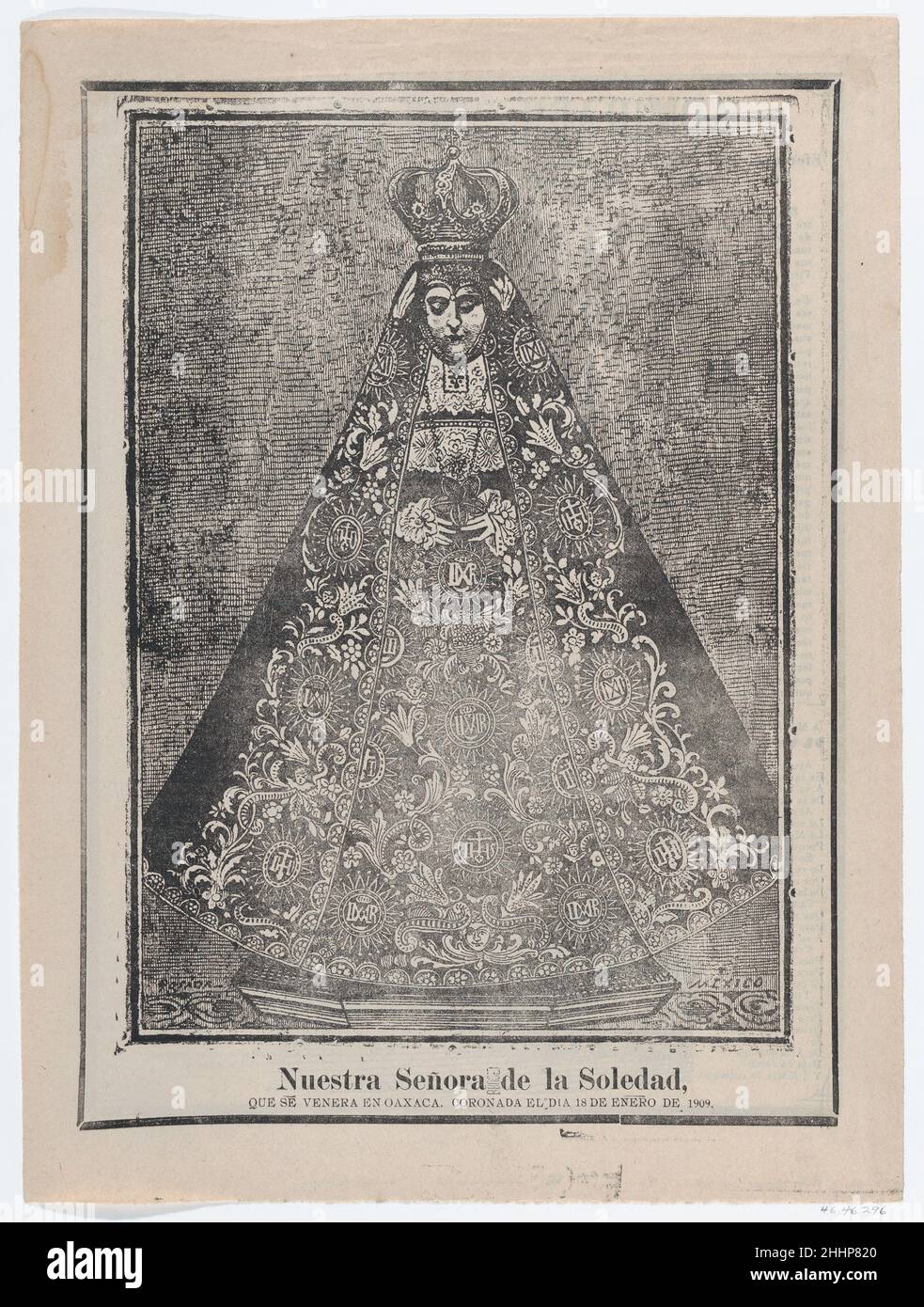 Unsere Liebe Frau von der Einsamkeit 1909 José Guadalupe Posada. Unsere Frau von der Einsamkeit. José Guadalupe Posada (Mexikanisch, 1851–1913). 1909. Fotorelief und Buchdruck auf Büffelpapier. Antonio Vanegas Arroyo (1850–1917, Mexikanisch). Ausdrucke Stockfoto