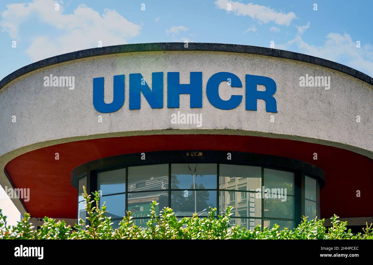 Hauptsitz des UNHCR in Genf, Schweiz Stockfoto