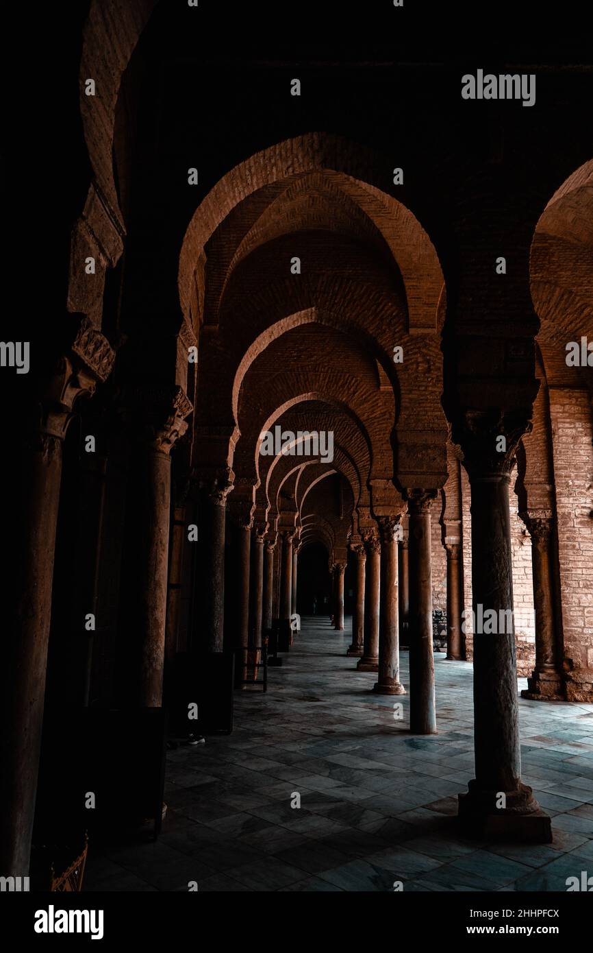 Der Blick auf die große Moschee in Kairouan, Tunesien Stockfoto