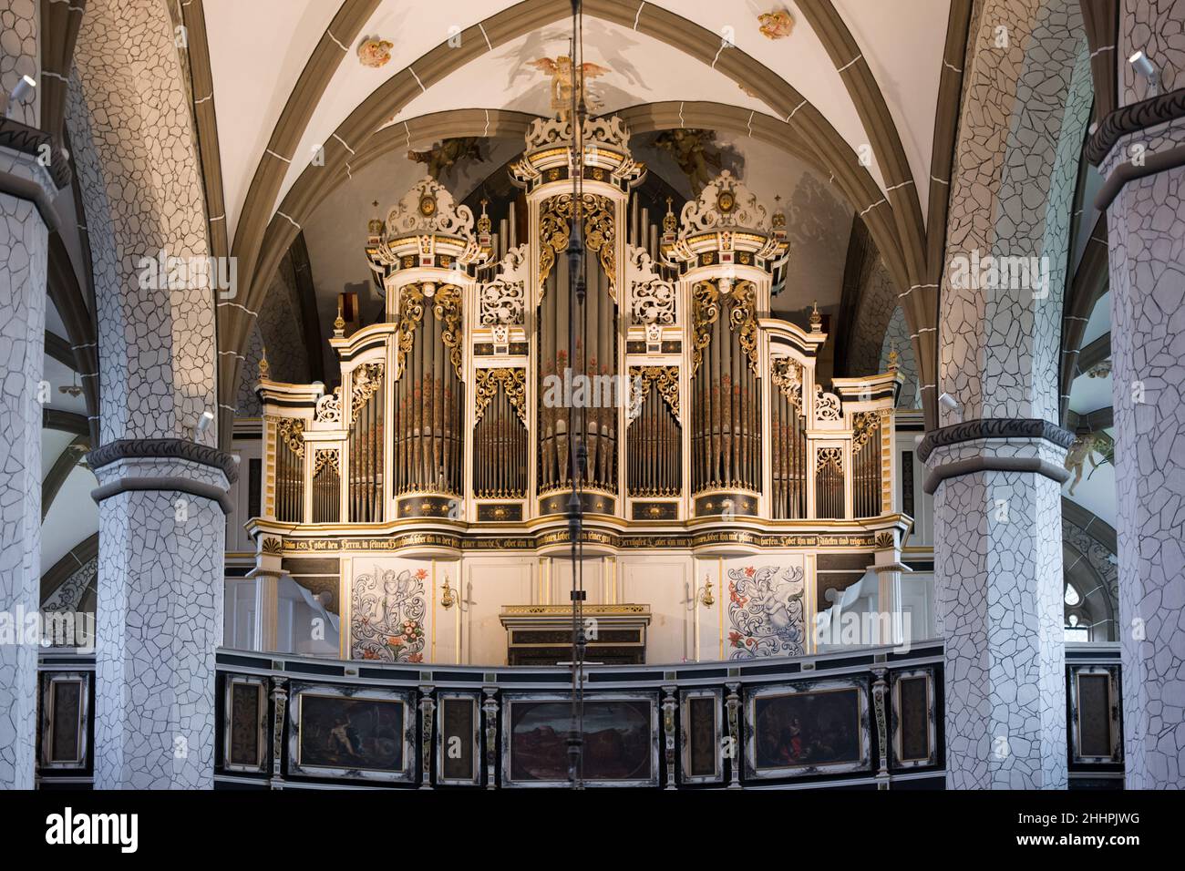 Ladegastorgel in der Stadtkirche St. Andreas Rudolstadt erbaut 1882, Orgel von Friedrich Ladegast in der Stadtkirche Rudolstadt Stockfoto