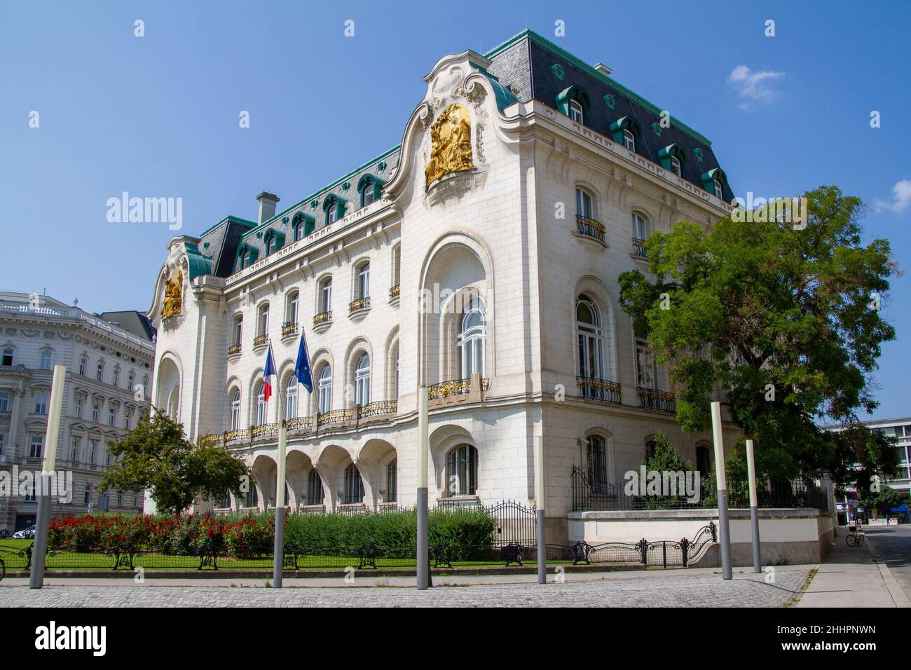 Wien, Österreich, 22. Juli 2021. Die französische Botschaft in Österreich ist die diplomatische Vertretung der Französischen Republik bei der Republik Österreich. Stockfoto