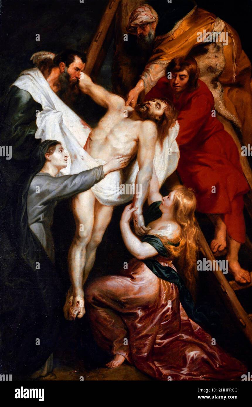 Abstieg vom Kreuz von Sir Peter Paul Rubens (um 1577-1640), Öl auf Leinwand, 1617/18 Stockfoto