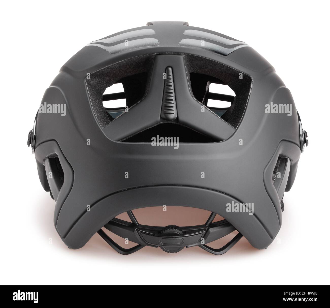 Mountainbike Helm Pfad isoliert auf weiß Stockfoto