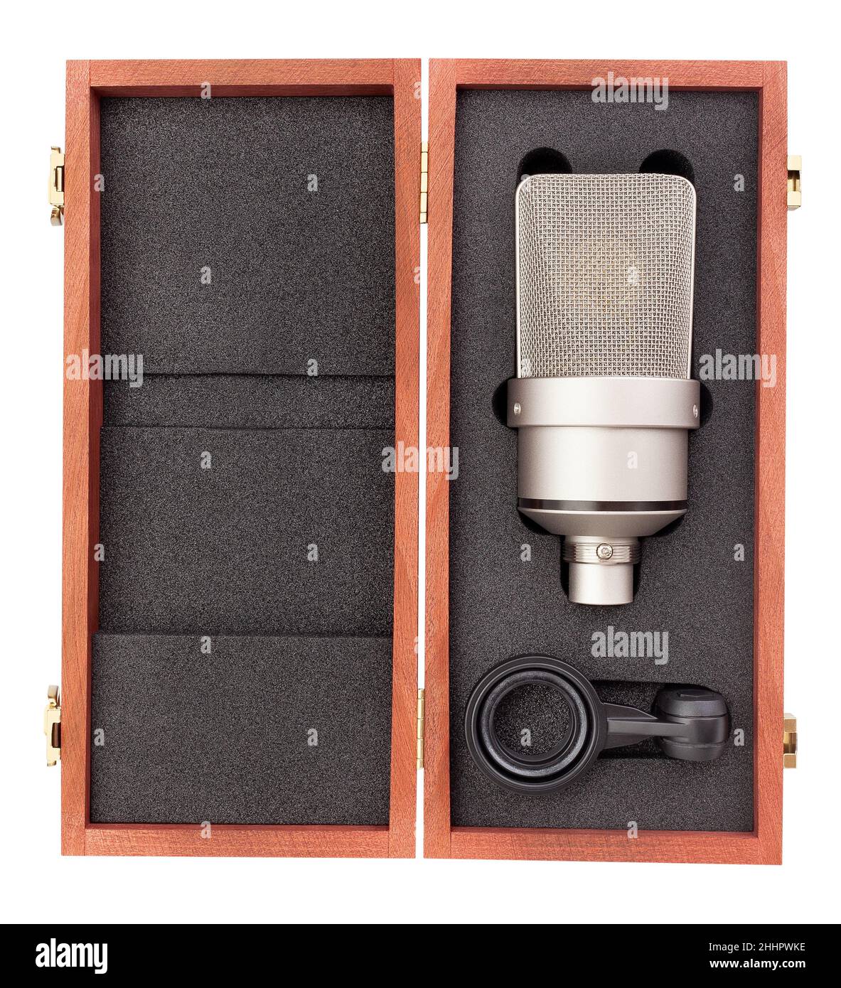 Kondensator-Mikrofonpfad auf Weiß isoliert Stockfoto