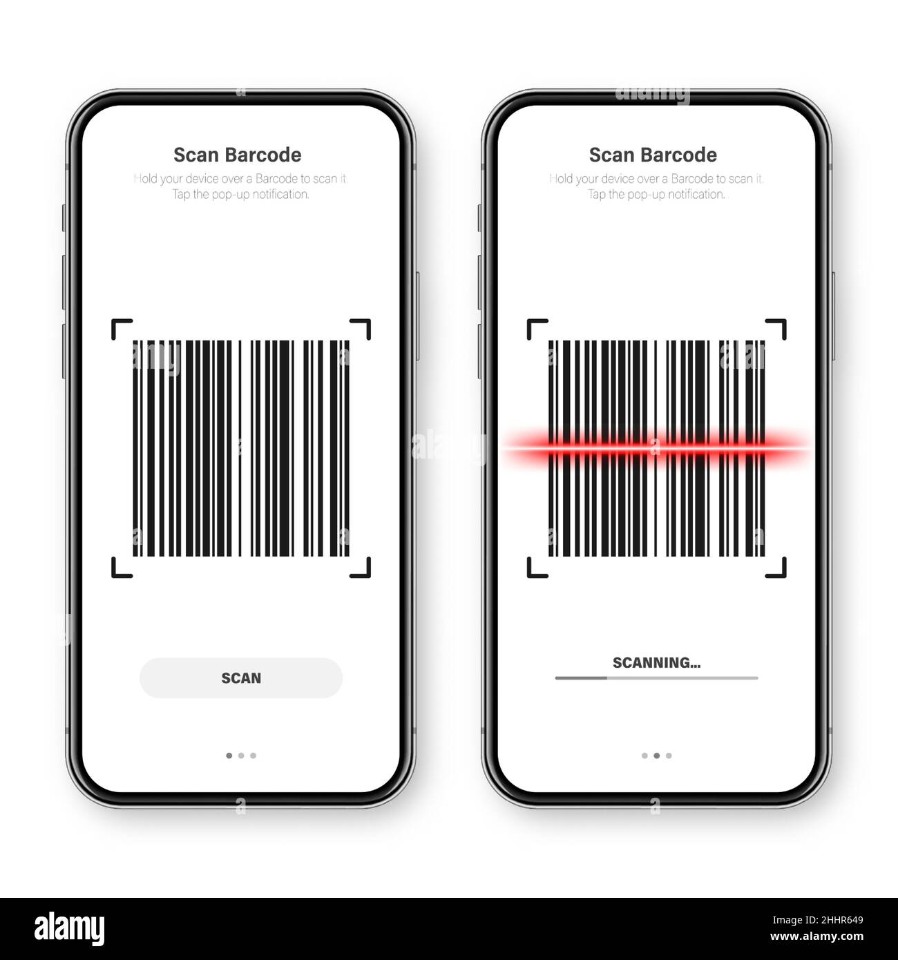 Barcode-Scanner, Reader-App für Smartphone. Identifizierungscode.  Seriennummer, Produkt-ID mit digitalen Informationen. Geschäft, Supermarkt- Scan Stock-Vektorgrafik - Alamy