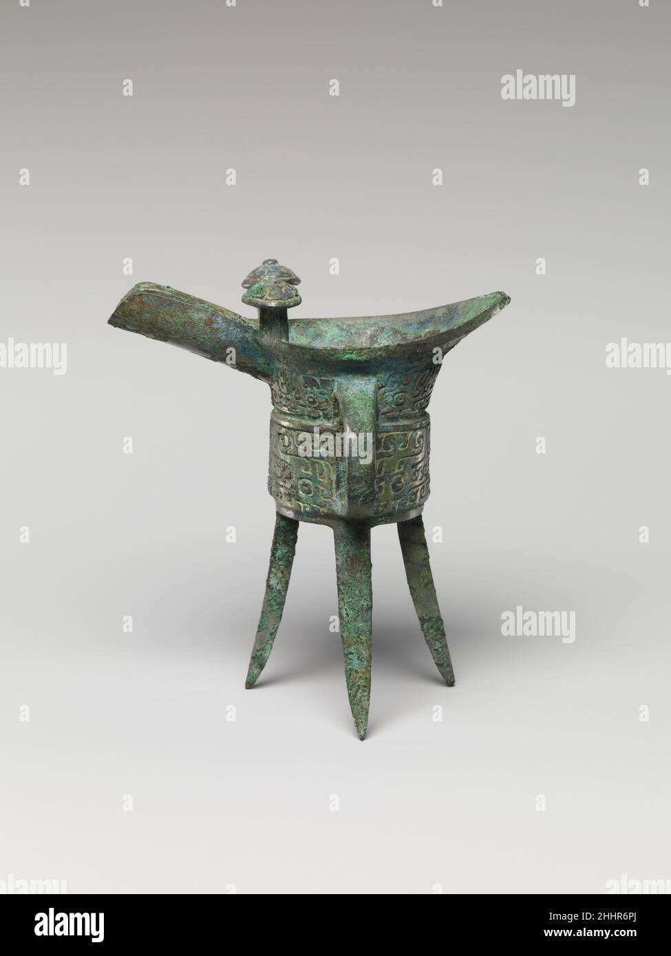 Miniatur-Weingefäß (Jue) Ende des 14th. Jahrhunderts v. Chr. China. Miniatur-Weingefäß (Jue) 49386 Stockfoto