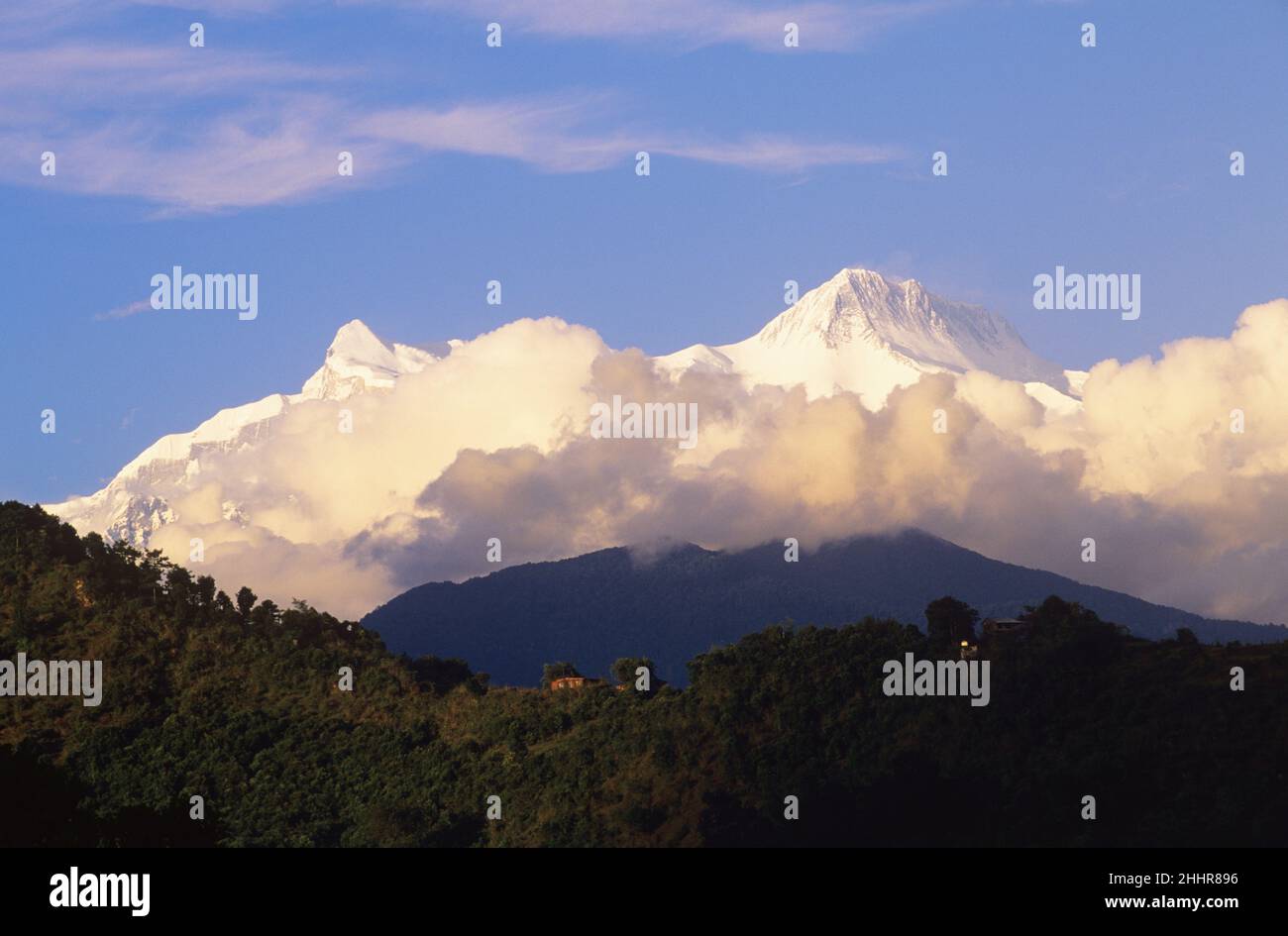 Die Annapurna Mountain Range, Nepal Stockfoto