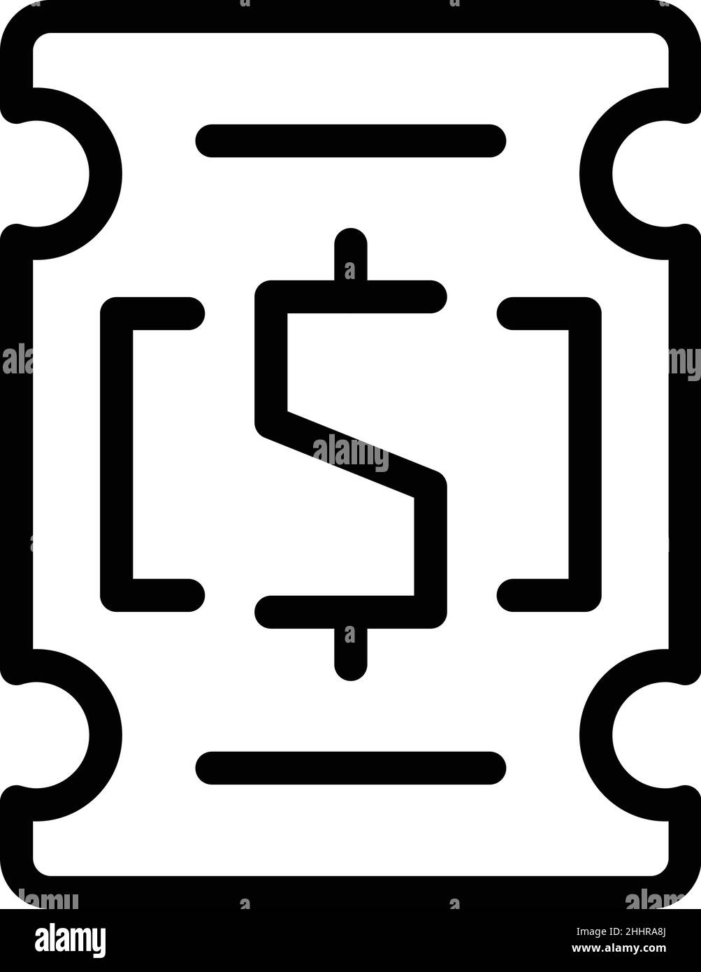 Umriss-Vektor für Dollarticket-Symbol. Gewinnen Sie Lotterie. Glücklicher Gewinner Stock Vektor