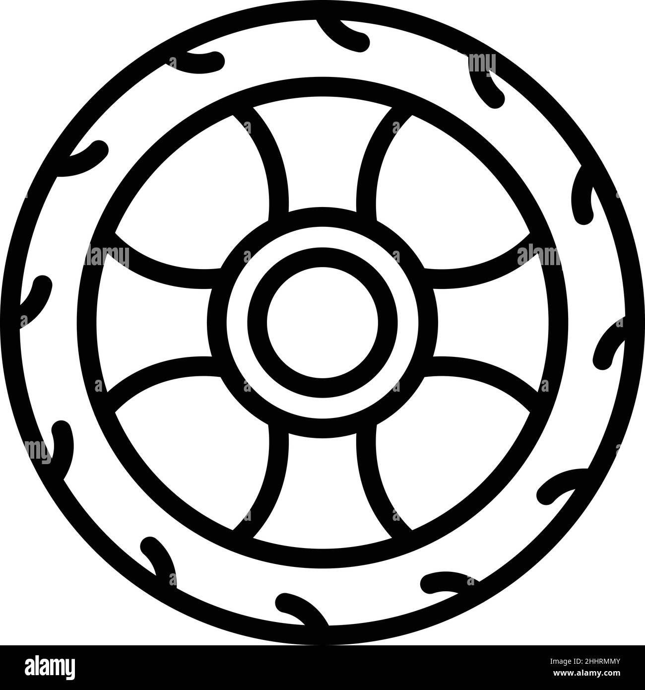 Vektorgrafik für Autoreifen-Radsymbole. Reifenfelge. Legiertes Chrom Stock Vektor