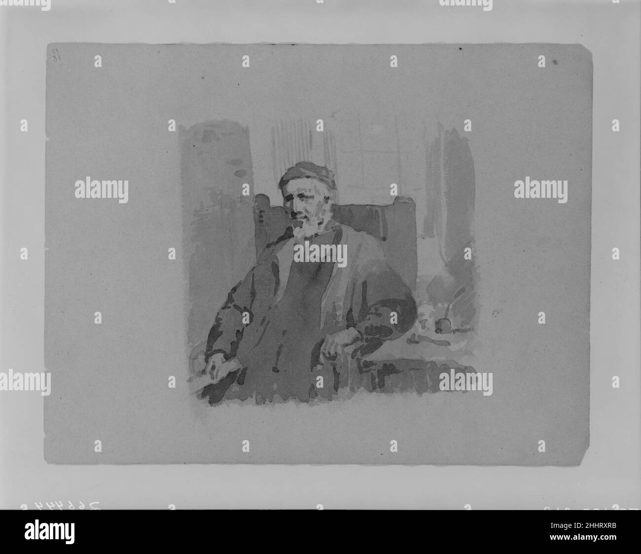 Bärtiger Geistlicher (aus Skizzenbuch) 1810–20 Thomas Sully American. Bärtiger Geistlicher (aus Skizzenbuch). Thomas Sully (Amerikaner, Horncastle, Lincolnshire 1783–1872 Philadelphia, Pennsylvania). Amerikanisch. 1810–20. Tinte, waschen, auf Papier Stockfoto