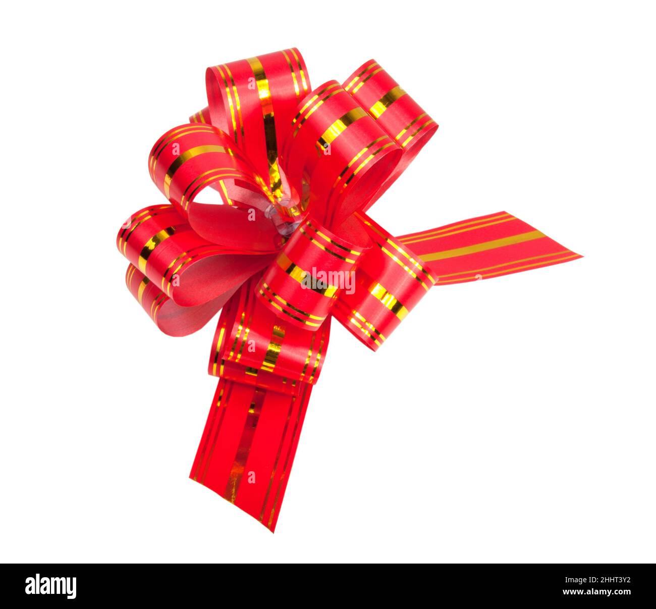 Rote Geschenkschleife isoliert auf dem weißen für Dekor oder Geschenk Stockfoto
