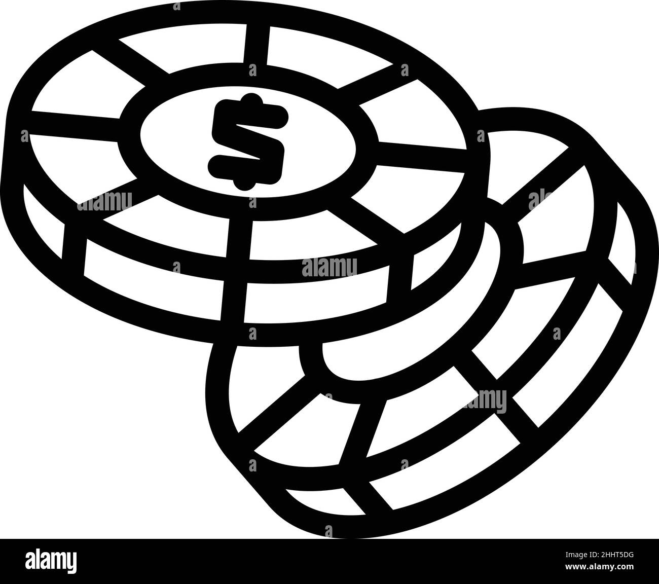 Casino Chips Symbol Umriss Vektor. Gewinnen Sie Lotterie. Gewinner-Bingo Stock Vektor
