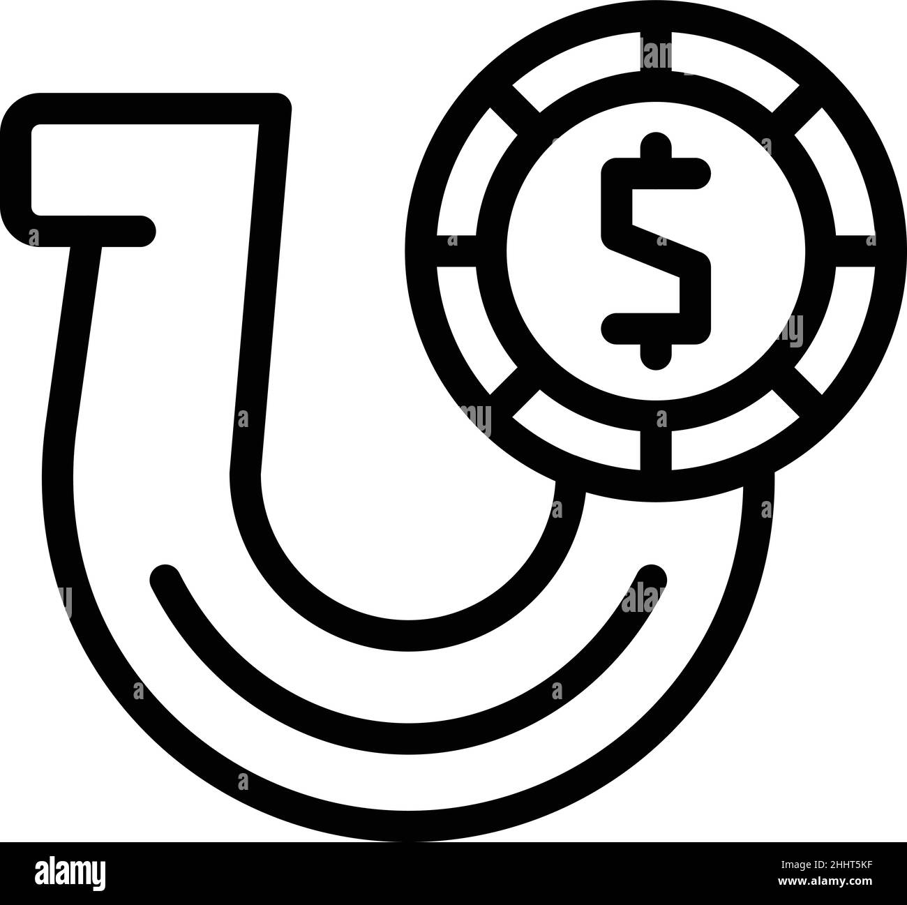 Vektor der Umrisslinie des Hufeisensymbols. Gewinnen Sie Lotterie. Gewinner der Box Stock Vektor