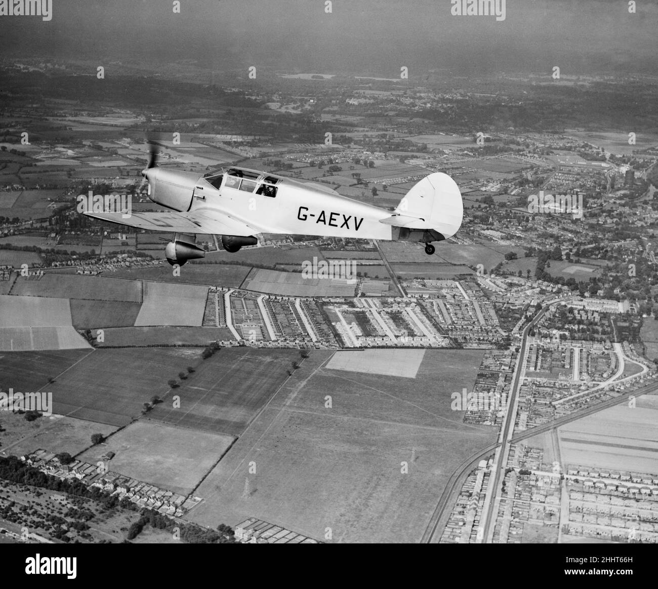 Eine Percival P10 Vega Möwe hier im Flug gesehen. 24th Mai 1938 Stockfoto