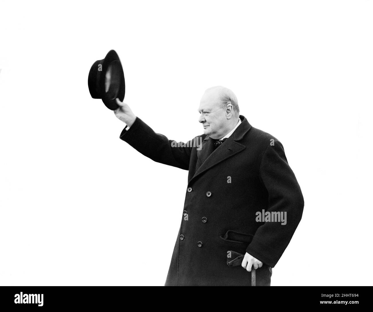 Der britische Premierminister Winston Churchill inspiziert in Begleitung seiner Frau Lady Churchill während des Zweiten Weltkriegs die amerikanische Staffel der Heimatgarde 1st bei der Parade der Pferdewächter.9th. Januar 1941. Stockfoto