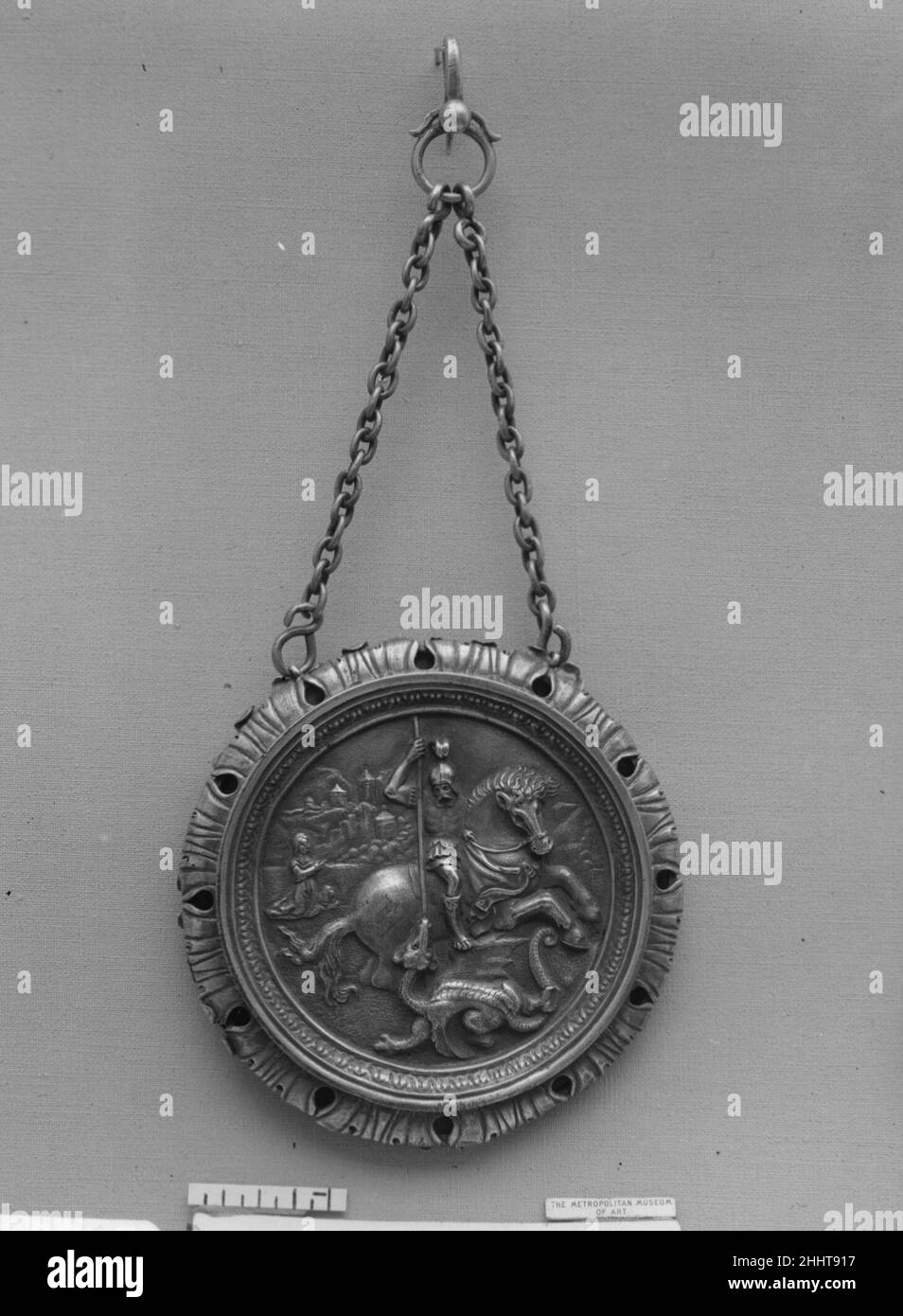 Medaillon 16th Jahrhundert Britisch. Medaillon. Britisch. 16th Jahrhundert. Vergoldet. Metallarbeiten-Silber Stockfoto