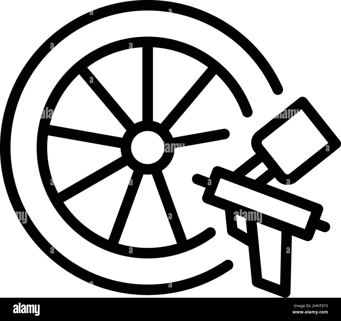 Malen Auto Rad Symbol Umriss Vektor. Reifenfelge. Reifenchrom Stock Vektor