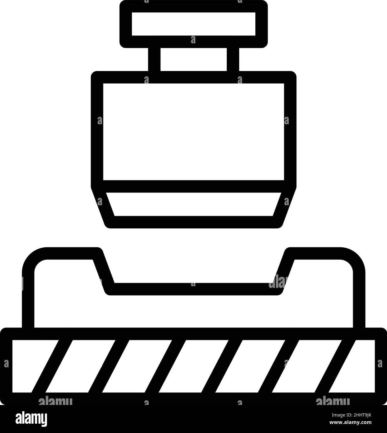 Umrissvektor für Aluminium-Druckmaschinen-Symbol. Autorad. Leichtmetallreifen Stock Vektor