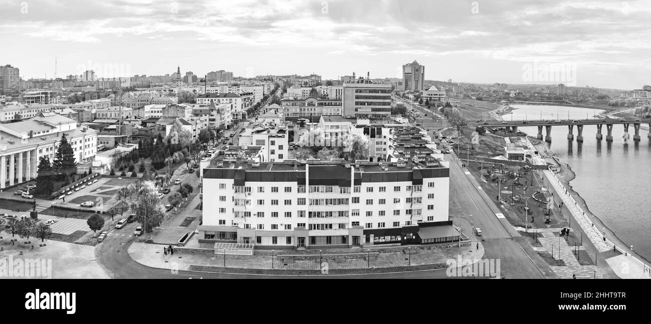 Ein breites Panorama der Stadt Cheboksary Stockfoto