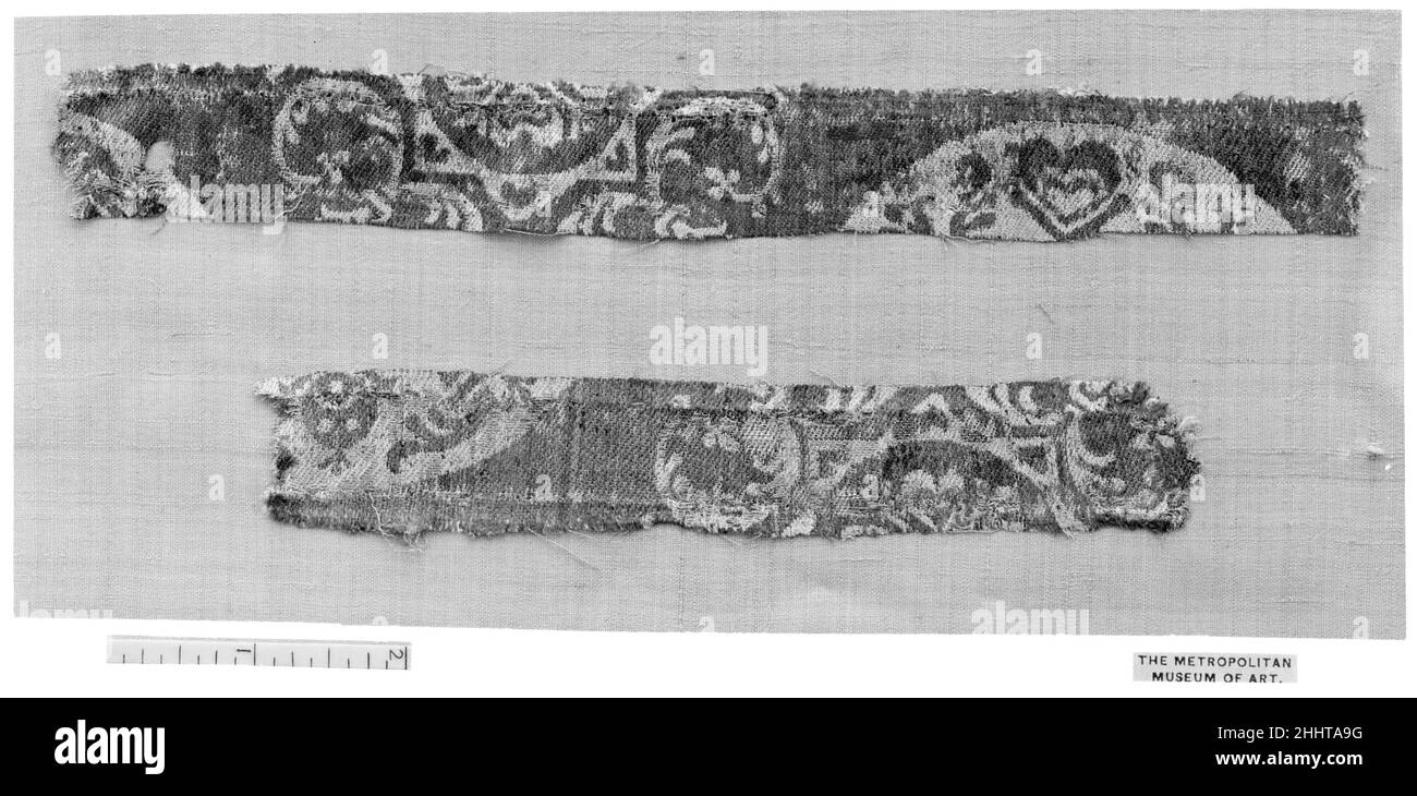 Textile Fragment 5th Jahrhundert. Textilfragment. 5th Jahrhundert. Seide, Leinen (?); Samit (?). Dem Iran zugeschrieben. Textilien – Woven Stockfoto