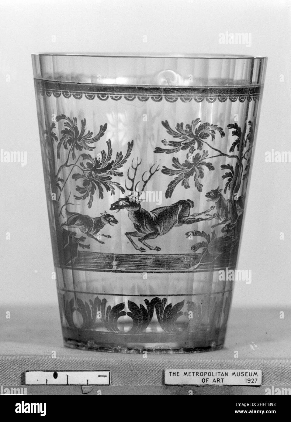 Becher ca. 1730 Böhmisch. Becher. Böhmisch. Ca. 1730. Zwischengold Glas. Glas Stockfoto