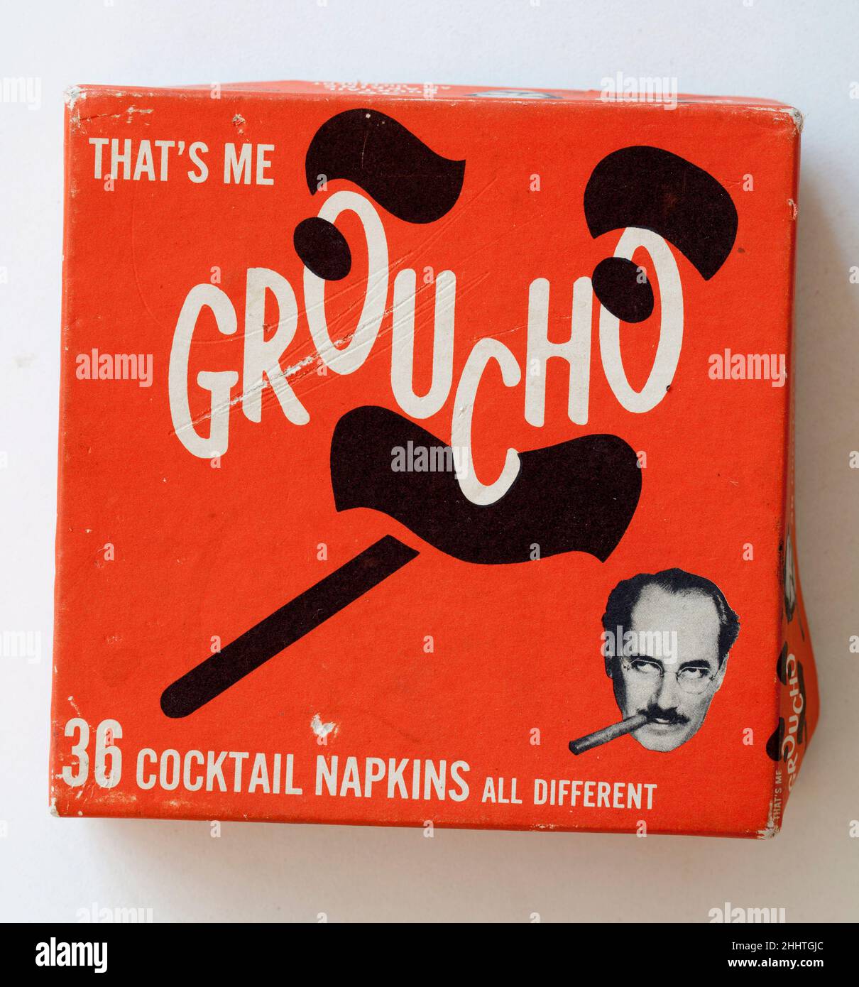 Groucho Marx Witz Cartoon Cocktail Servietten Box Stockfoto