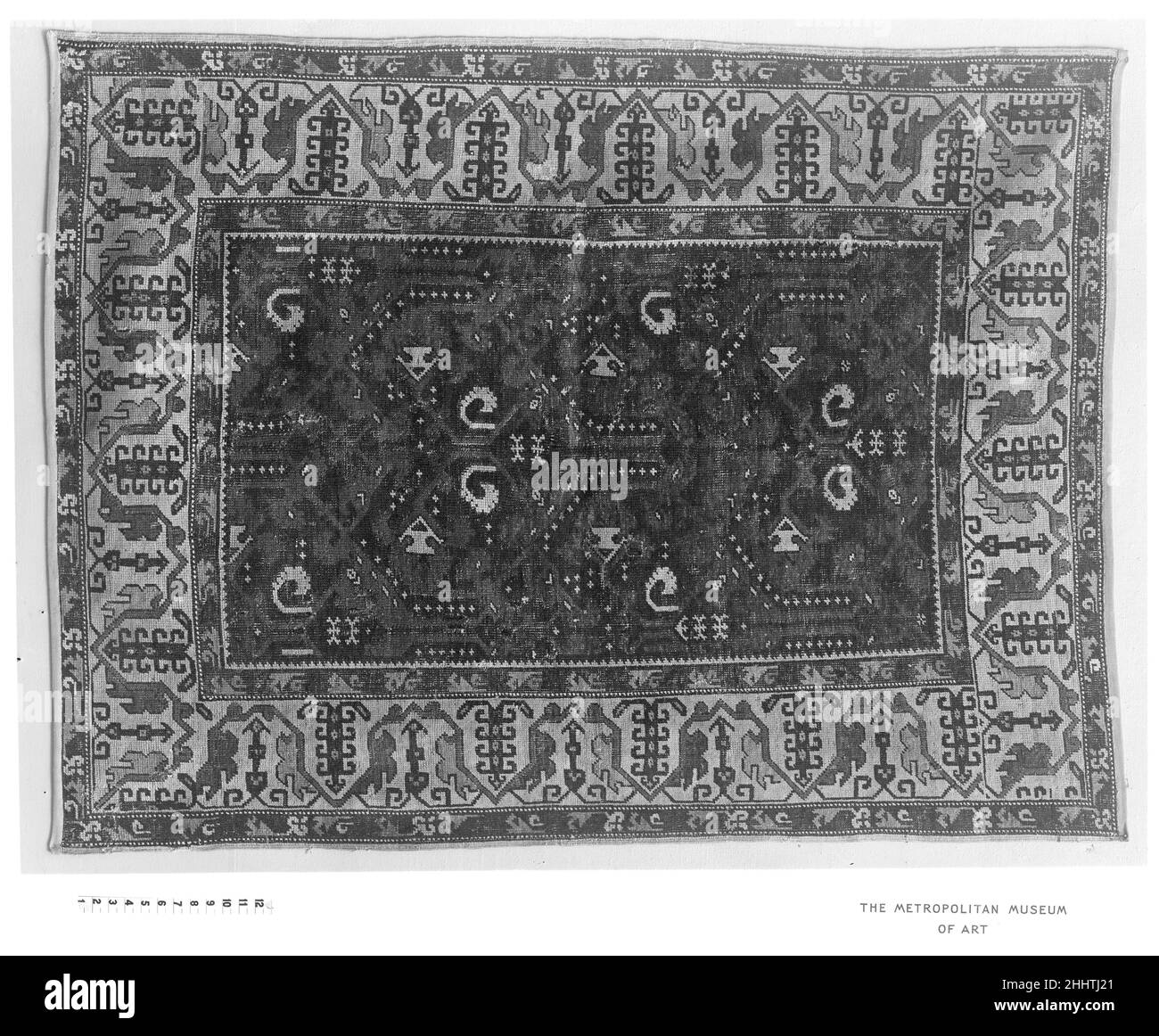 Teppich 18th Jahrhundert. Teppich. 18th Jahrhundert. Wolle (Kette, Schuß und Flor); symmetrisch geknüpfter Flor. Der Türkei zugeschrieben. Textilien-Teppiche Stockfoto