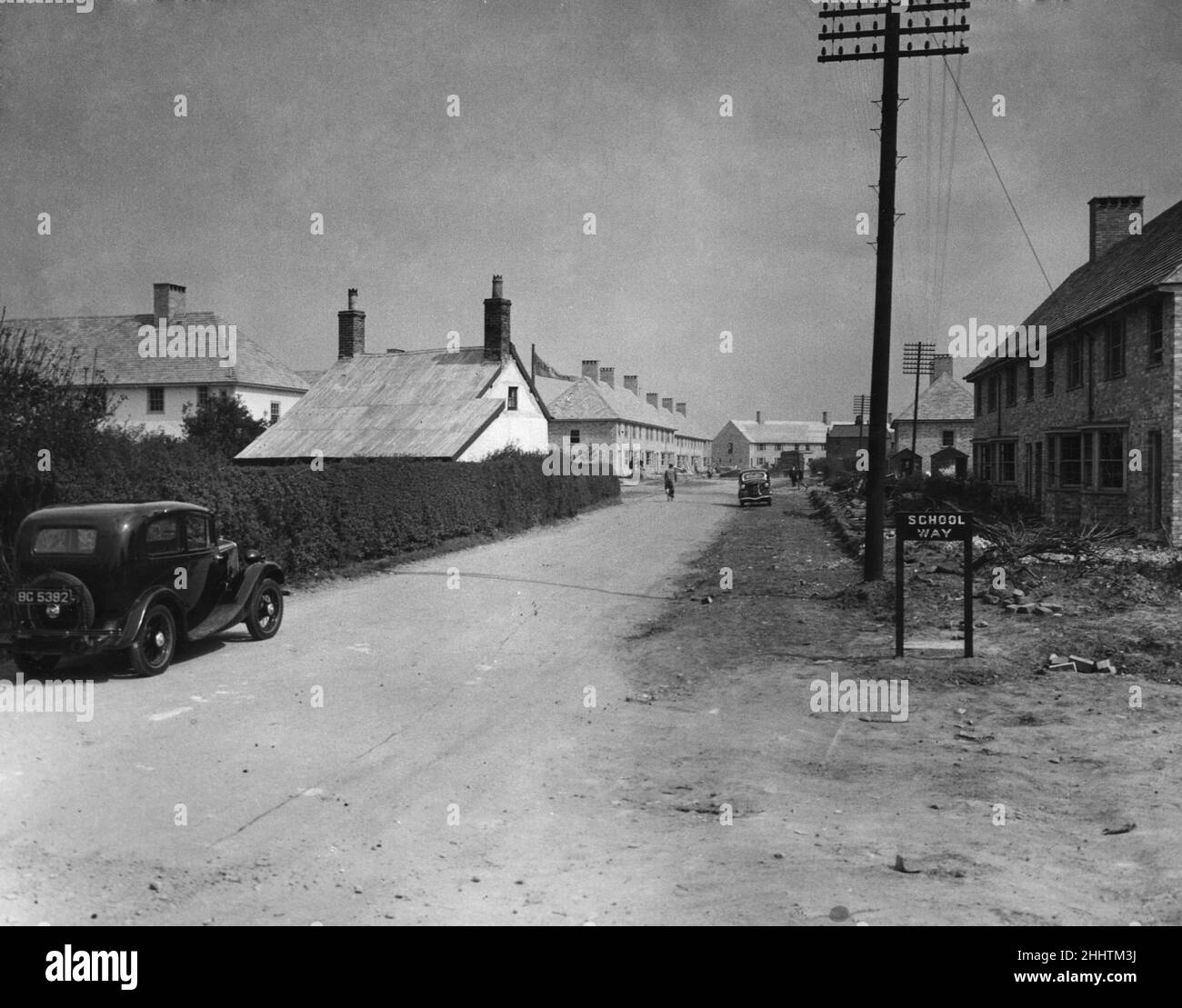 Am Rande von Kirkby werden neue Häuser gebaut. April 1939 Stockfoto