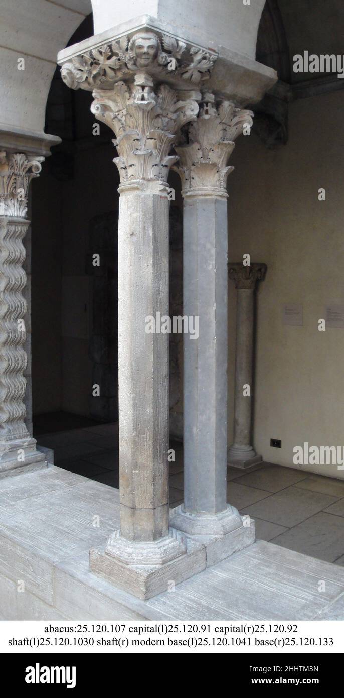 Column Base Ende des 12th. Jahrhunderts Französisch. Spaltenfuß. Französisch. Ende 12th. Jahrhundert. Stein. Hergestellt in Languedoc, Frankreich. Skulptur-Architektur-Stein Stockfoto
