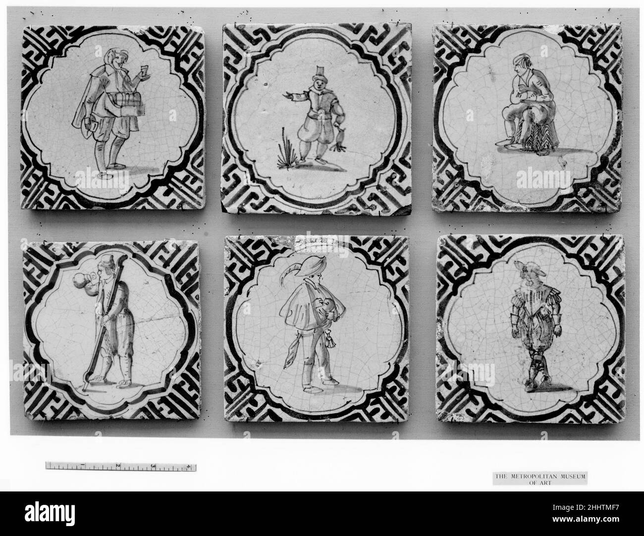 Kachel 1620–40 Niederländisch. Kachel. Niederländisch. 1620–40. Zinnverglaste Steingut. Keramik-Keramik Stockfoto