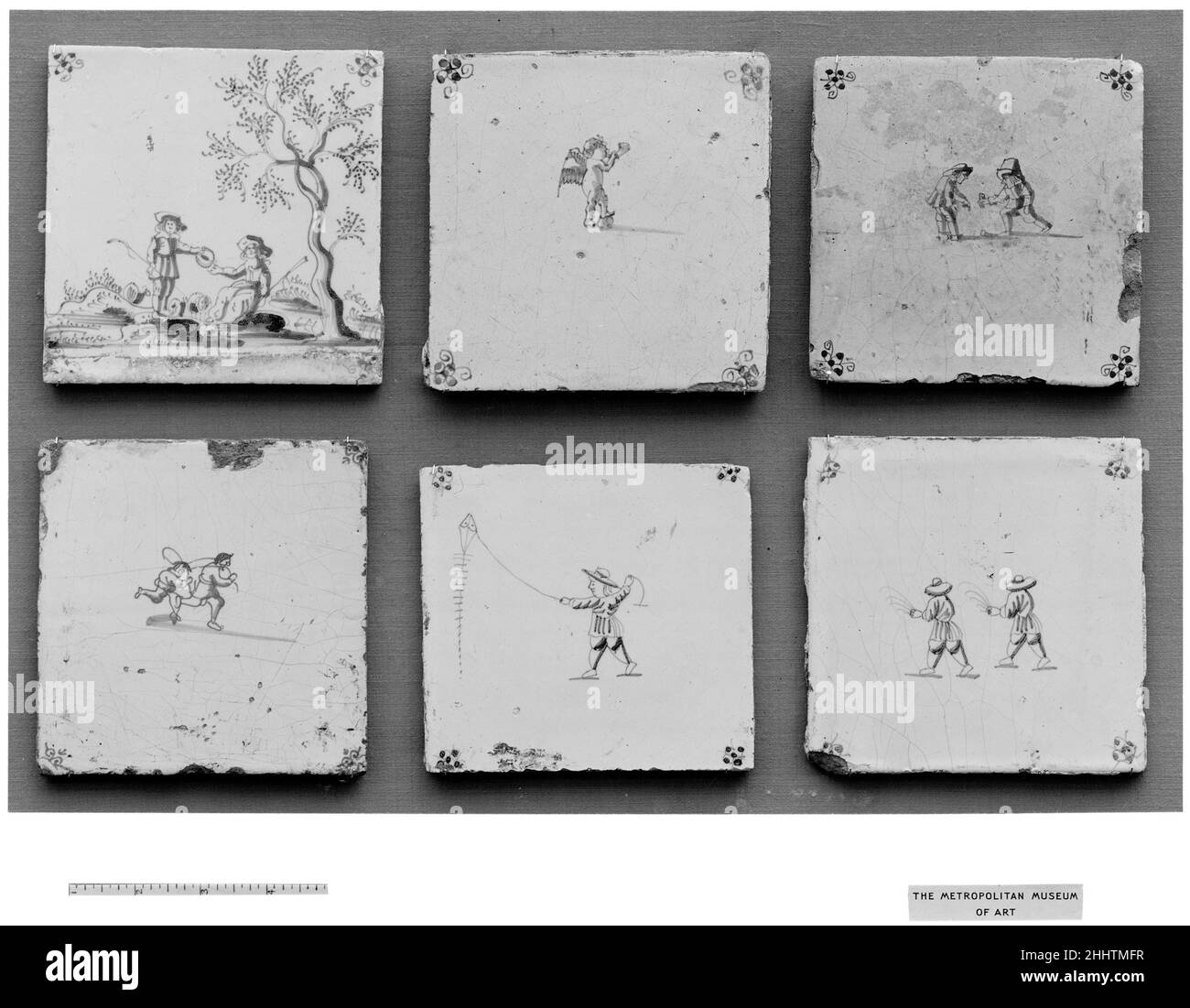 Fliesen 18th Jahrhundert Niederländisch. Kachel. Niederländisch. 18th Jahrhundert. Zinnverglaste Steingut. Keramik-Keramik Stockfoto