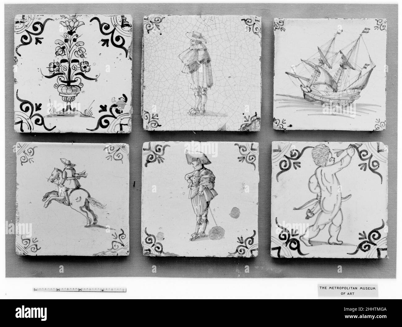 Tile 1645–75 Niederländisch, Holland. Kachel. Niederländisch, Holland. 1645–75. Zinnverglaste Steingut. Keramik-Keramik Stockfoto