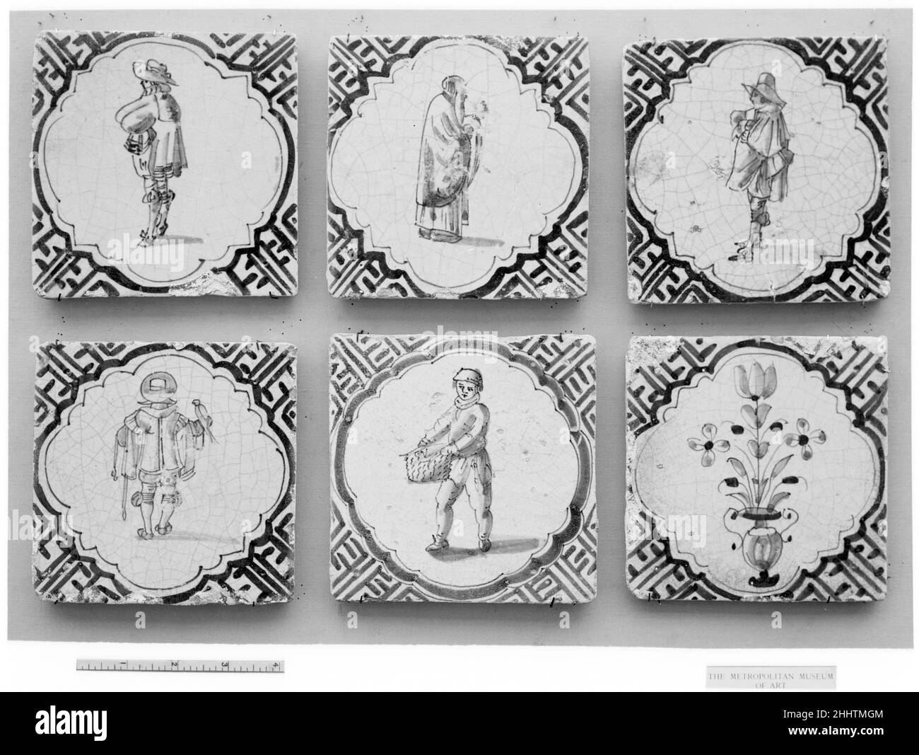 Fliesen 17th Jahrhundert Niederländisch. Kachel. Niederländisch. 17th Jahrhundert. Zinnverglaste Steingut. Keramik-Keramik Stockfoto