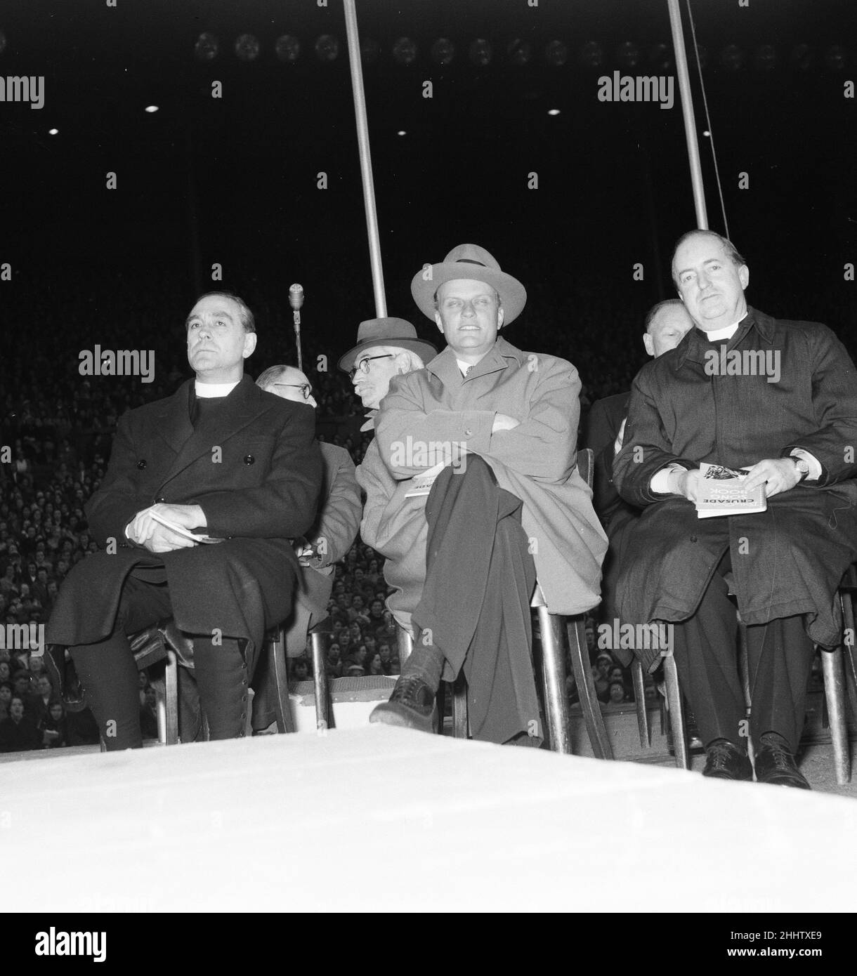 Der amerikanische Evangelist Billy Graham in Wembley bei seinem Besuch in London. 11th Mai 1955. Stockfoto