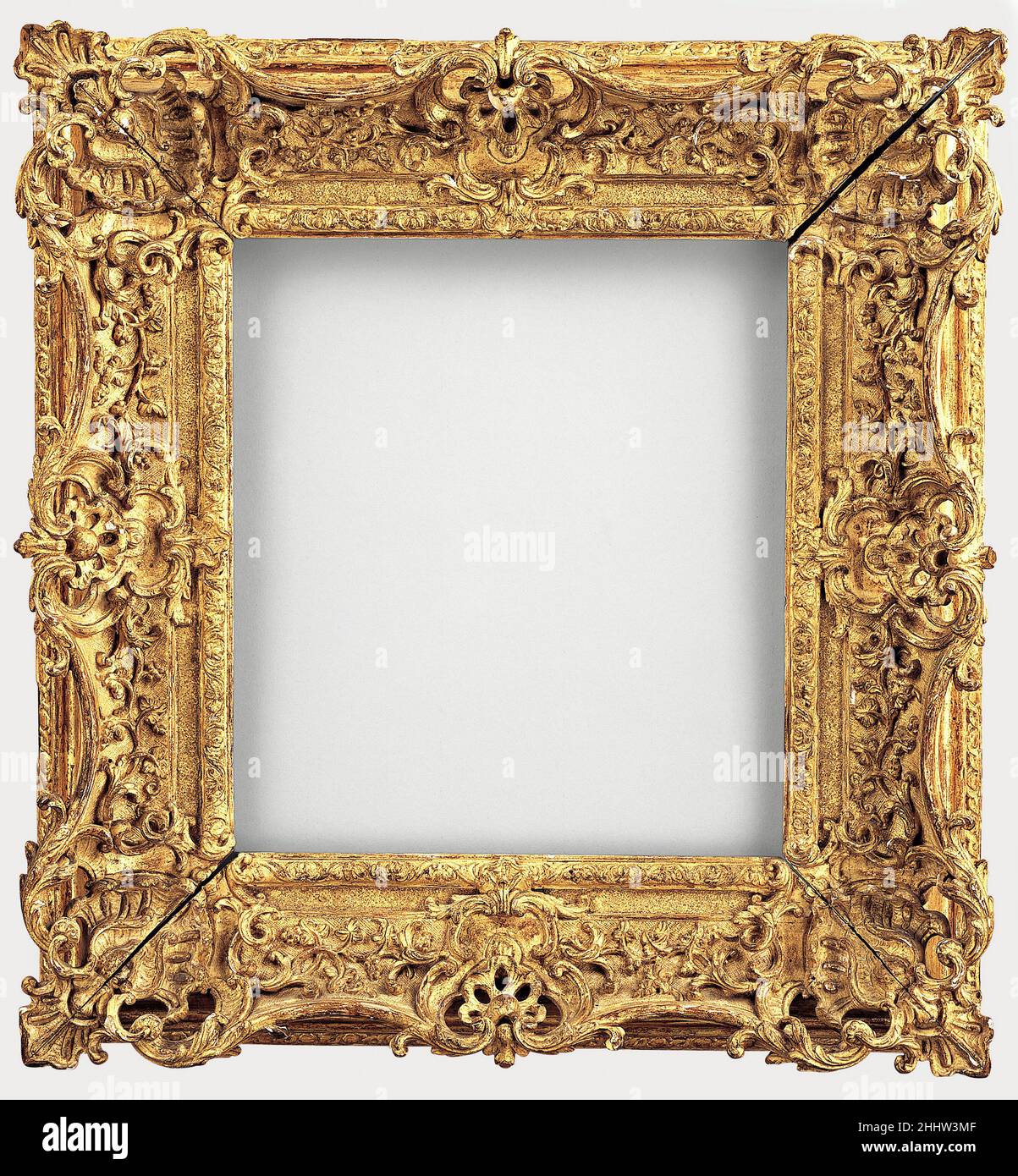 Swept Frame 1735–40 Französisch. Translationsrahmen. Französisch. 1735–40. Untere Zierleisten aus Eiche und Federkeile; obere Zierleisten aus Kalk. Rahmen Stockfoto