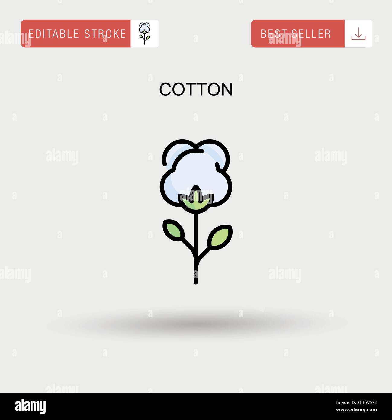 Einfaches Vektor-Symbol für Baumwolle. Stock Vektor