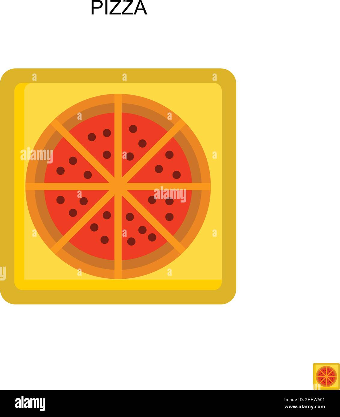 Pizza einfaches Vektor-Symbol.perfekte Farbe modernes Piktogramm auf bearbeitbaren Strich. Pizza-Symbole für Ihr Geschäftsprojekt Stock Vektor