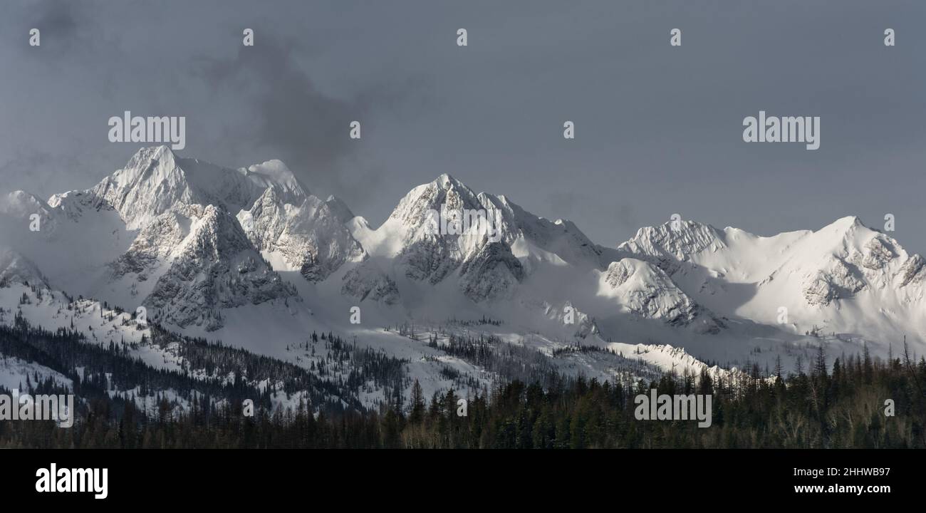 Schneebedeckter Berg in den kanadischen Rockies Stockfoto