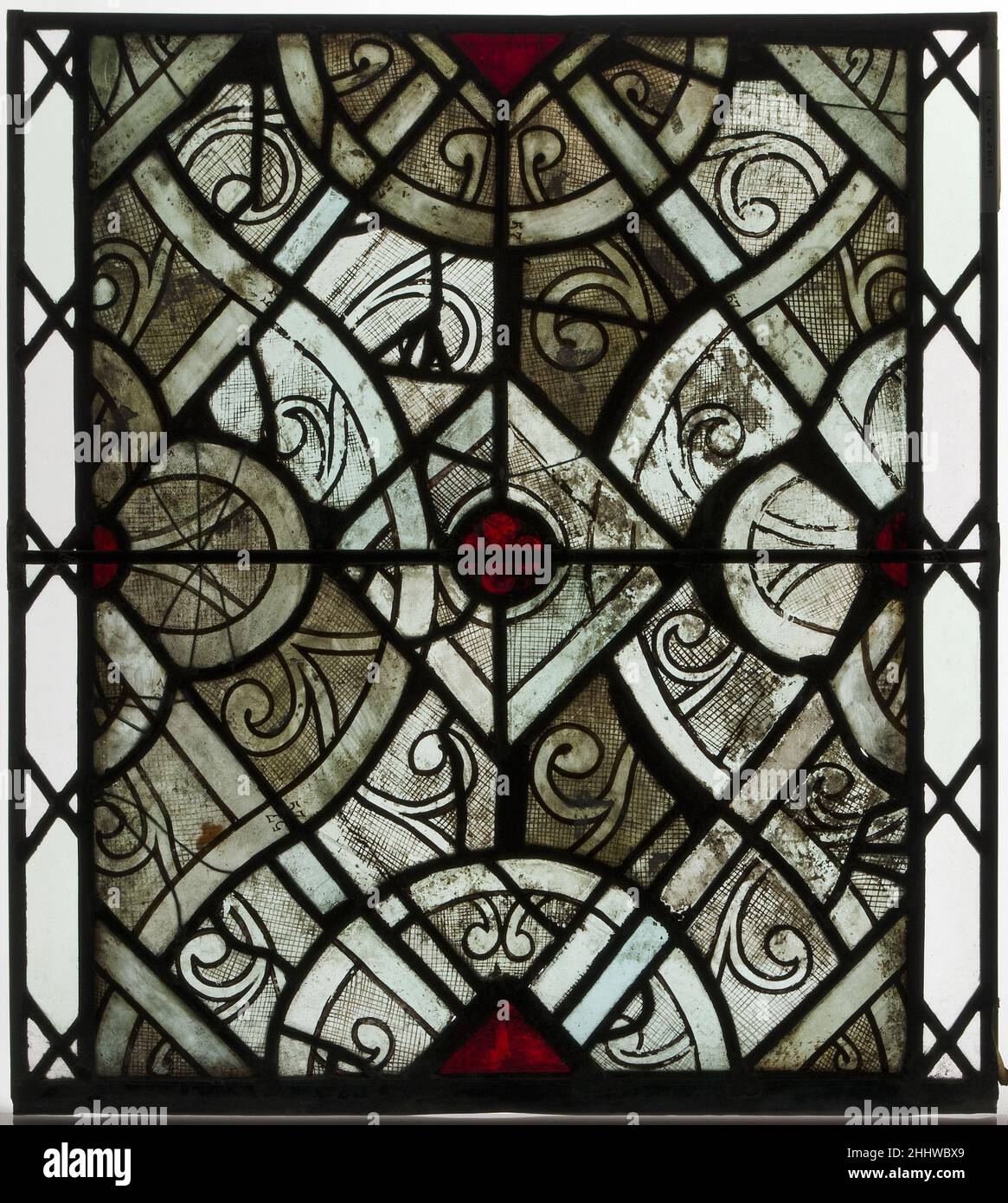 Grisaille-Tafel 1250–70 Französisch. Grisaillefeld. Französisch. 1250–70. Glas in Weiß und Topfmetall mit Glasfarbe. Hergestellt in Bourges, Frankreich. Glasmalerei Stockfoto