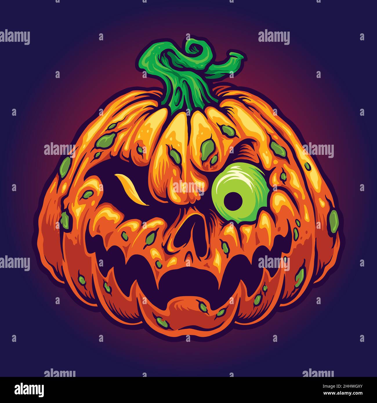 Monster Jack O Laterne Gruselige Kürbisse Halloween Vektor Illustrationen für deine Arbeit Logo, Maskottchen Merchandise T-Shirt, Aufkleber und Label Designs Stock Vektor