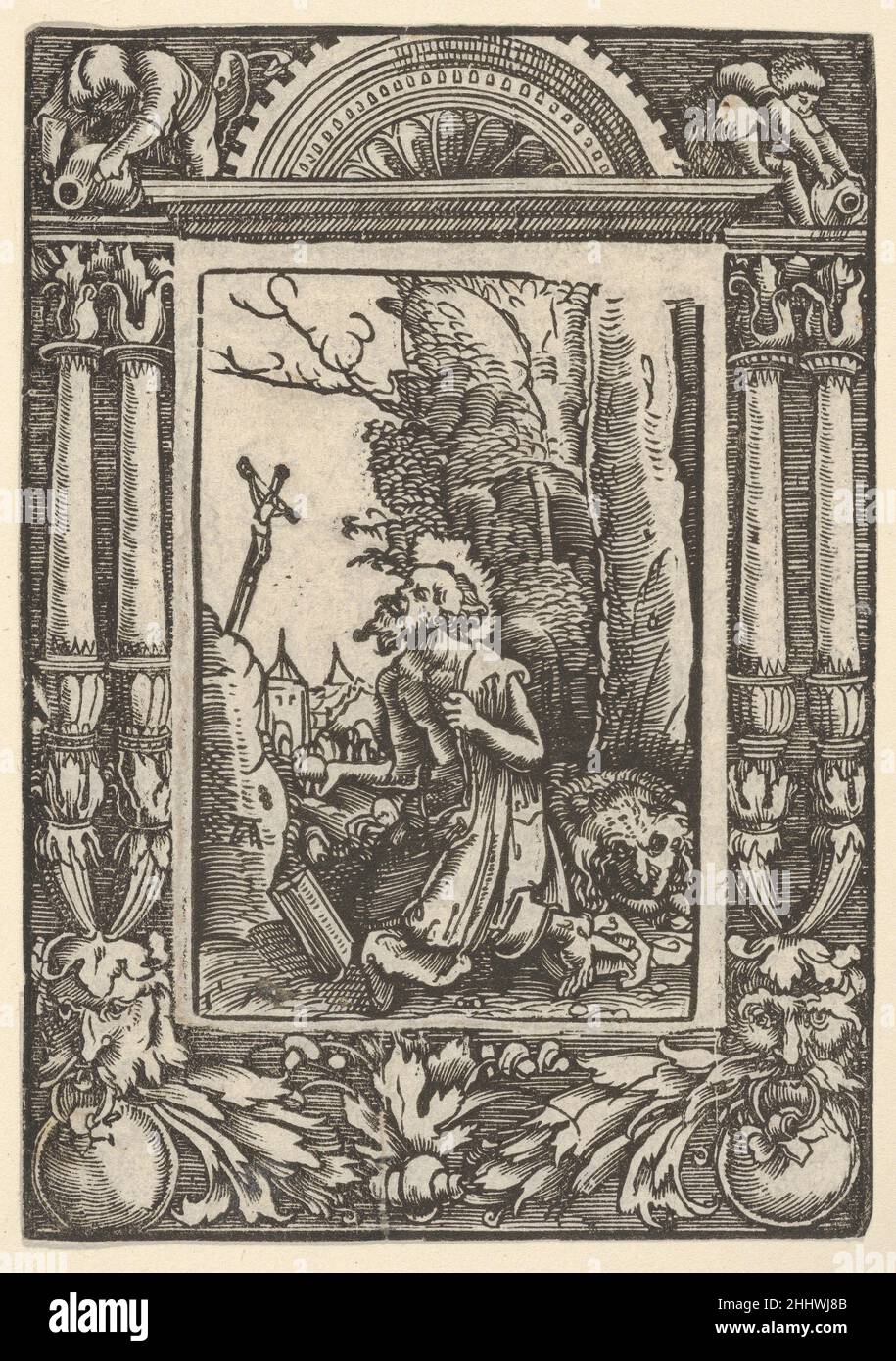 Heiliger Hieronymus in der Buße, in einem Renaissance-Rahmen Albrecht Altdorfer Deutsch. Heiliger Hieronymus in der Buße, in einem Renaissance-Rahmen 429666 Stockfoto