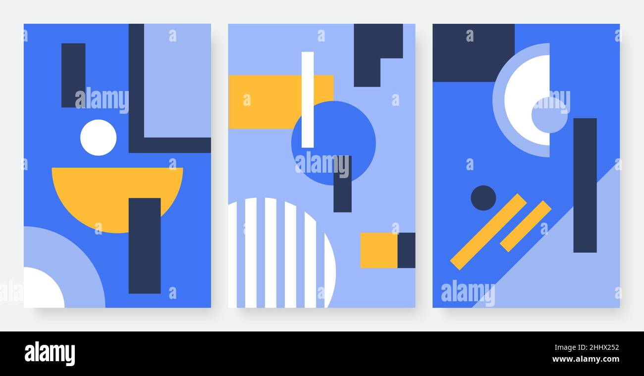 Abstraktes minimales Muster mit geometrischem Formen-Vektor-Illustrationsset. Trendige Geometrie Wandkunst für Dekoration und Innenarchitektur, einfach minimalistisch Stock Vektor