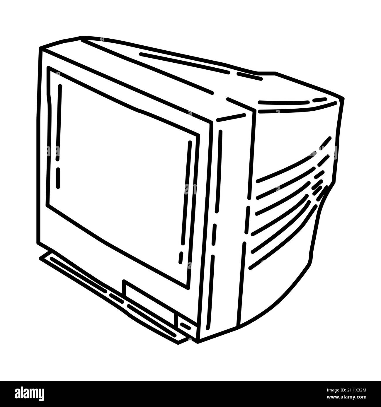 TV-Teil von Electronic for Home Device Handgezeichnete Icon Set Vector. Stock Vektor