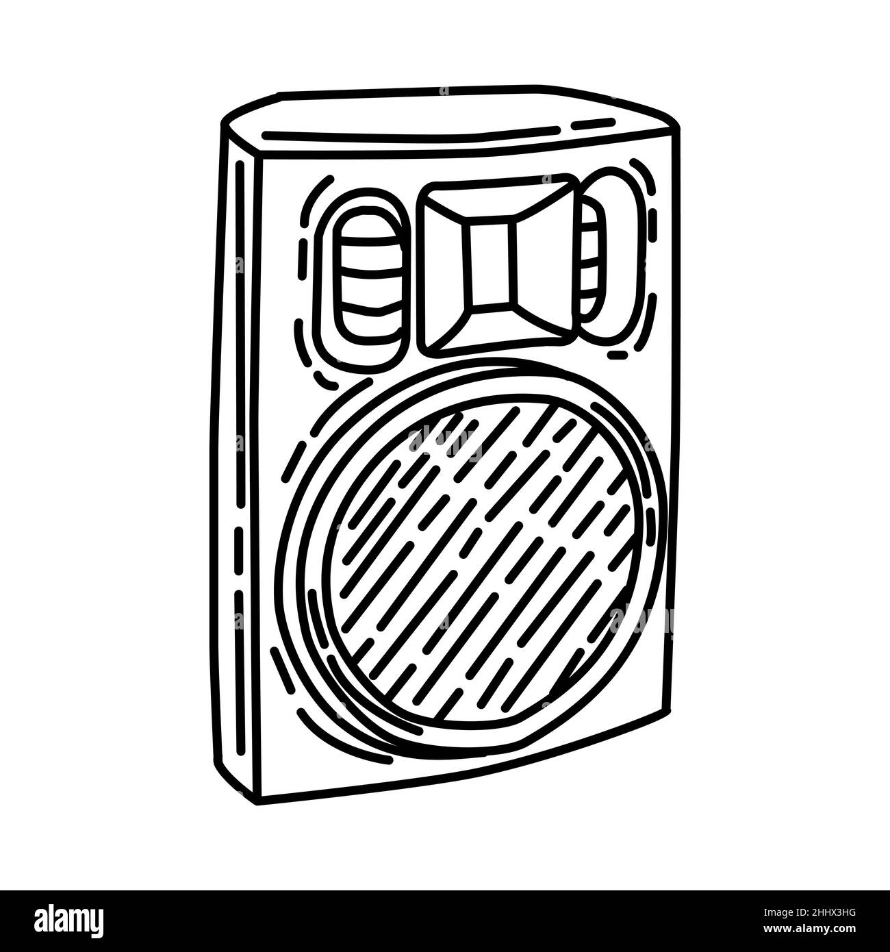 Lautsprecher aktiver Teil von Electronic for Home Device Handgezeichnetes Icon Set Vector. Stock Vektor