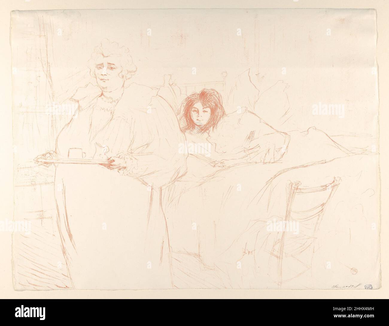 Frühstück (Madame Baron und Mademoiselle Popo) (aus der Serie Elles) 1896 Henri de Toulouse-Lautrec Französisch. Frühstück serviert (Madame Baron und Mademoiselle Popo) (aus der Serie Elles) 334095 Stockfoto