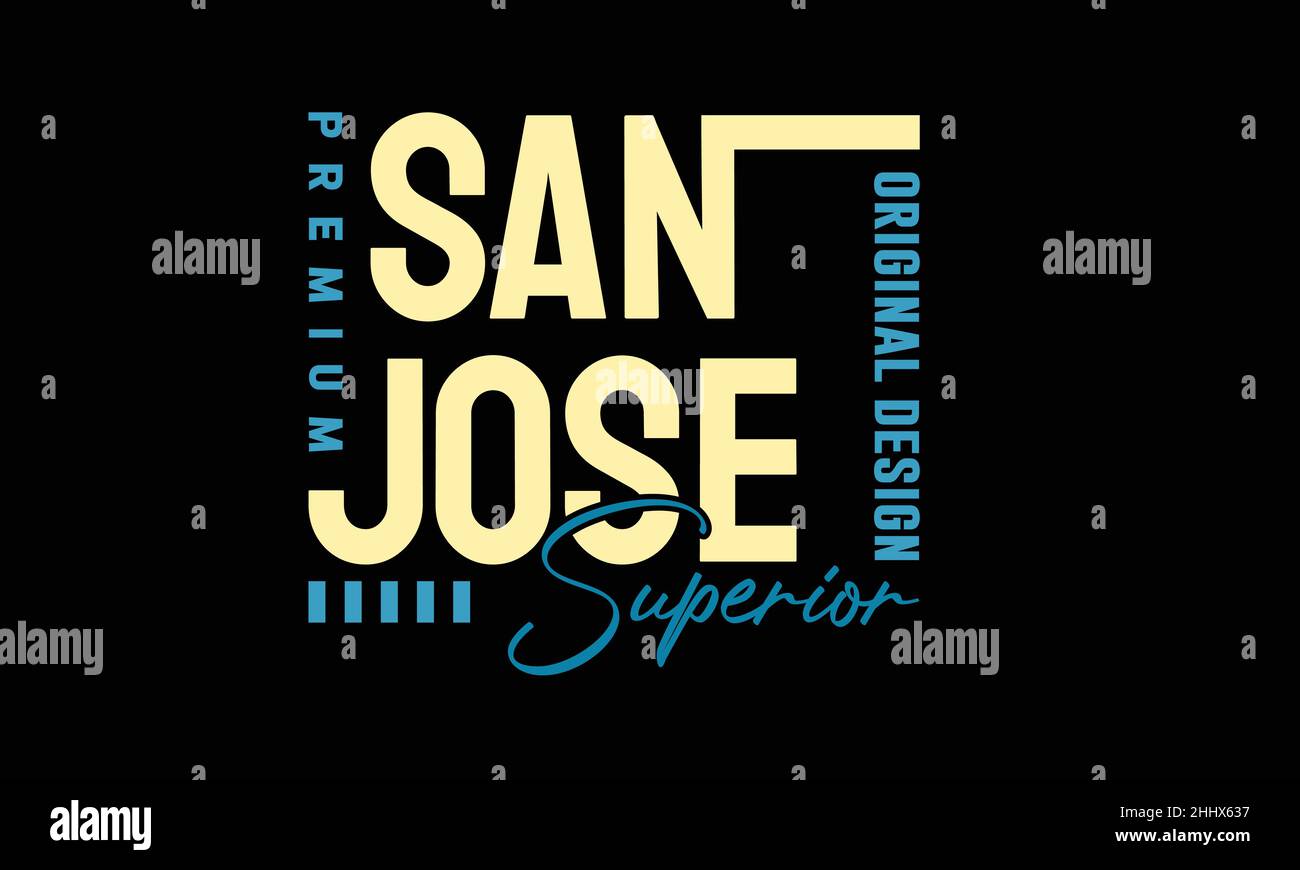 san jose san francisco Athletic california Urban T-Shirt Monogramm Text Vektor Vorlage Stock Vektor