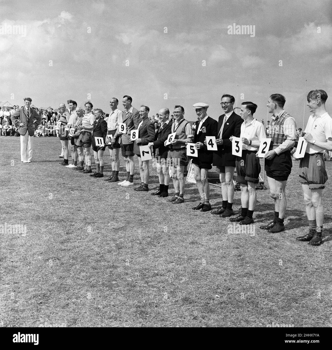 Knubbeligen Knie Contest, Butlins Holiday Camp, Filey, North Yorkshire. 30. Juli 1954. Stockfoto