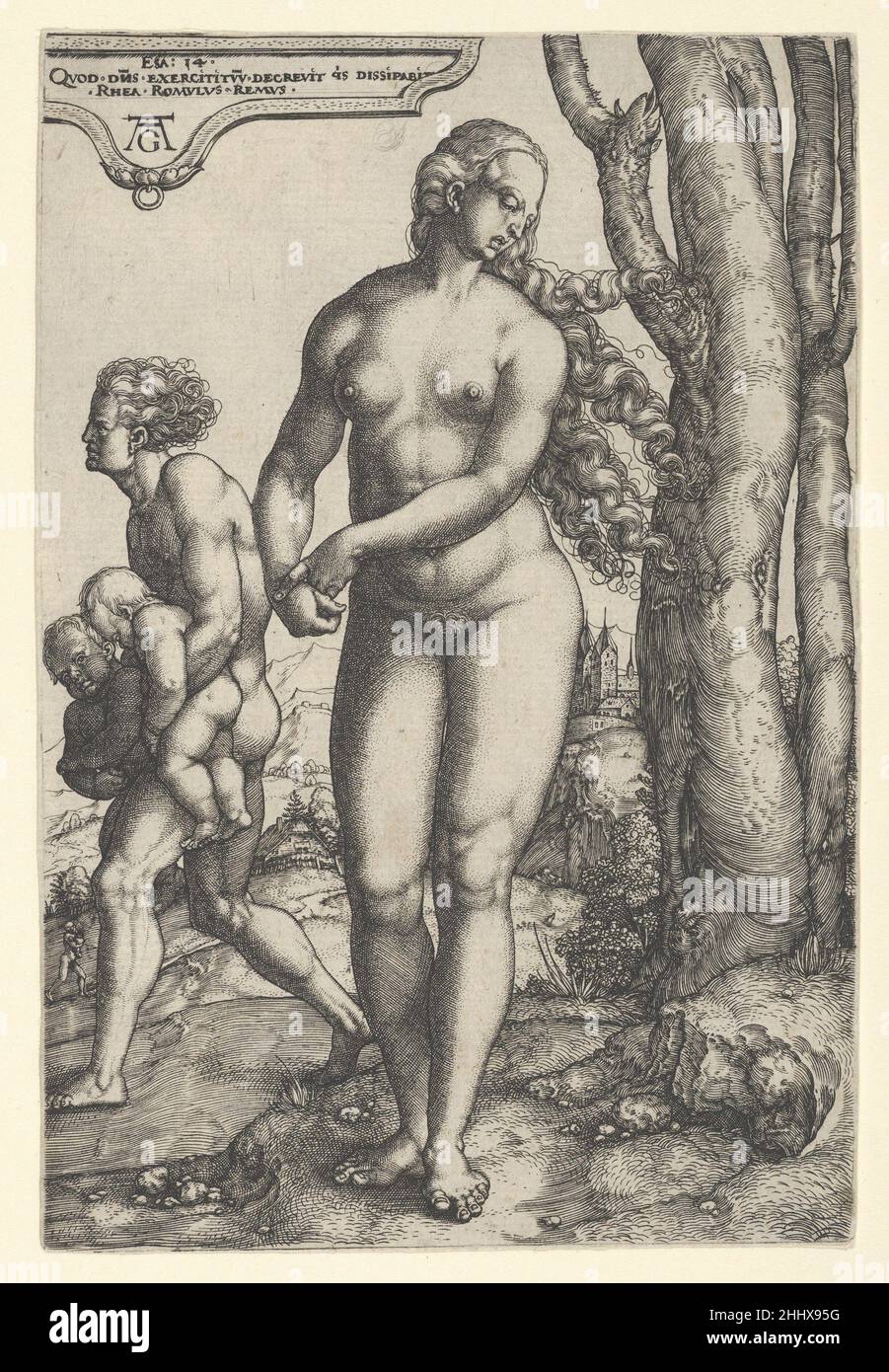 Rhea Silvia 1532 Heinrich Aldegrever Deutsch. Rhea Silvia 428384 Stockfoto