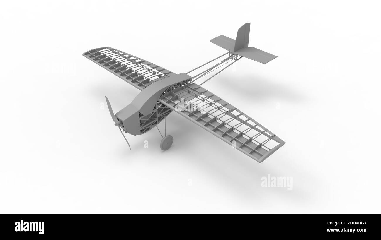 3D Darstellung der casis eines kleinen Modellflugzeuges. Isoliert im Studiohintergrund. Stockfoto